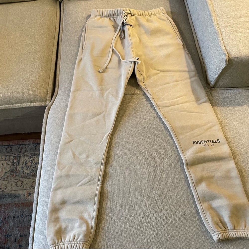 Essentials fear of god tan sweatpants size S